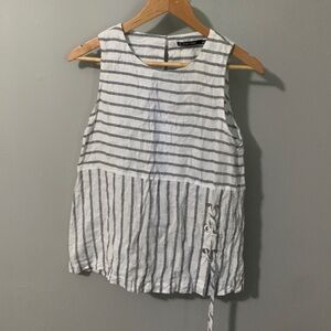 White and gray striped tank top.